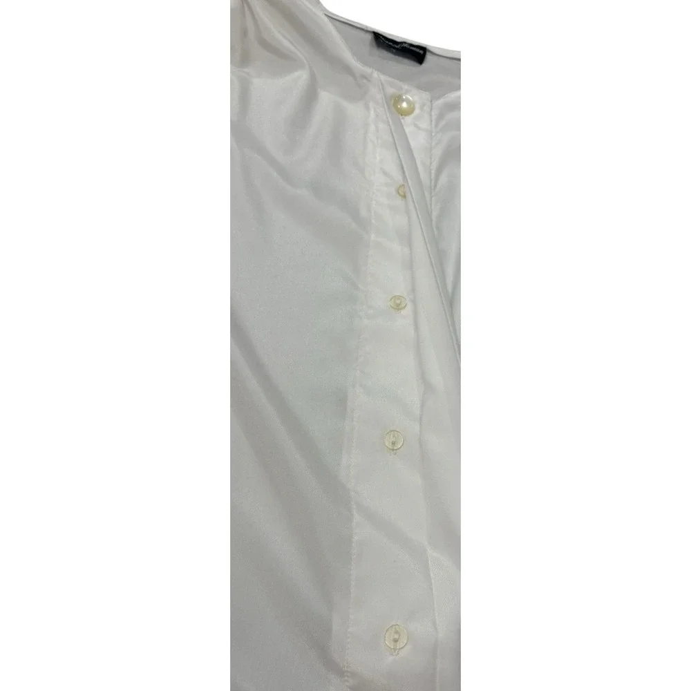 Vtg Gianna Woman Ivory Satin Blouse Hidden Button Career Top Est. 2X See Desc - Picture 5 of 12